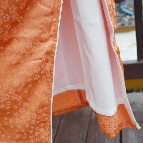 【SOLD】Orange Flower Qipao Dress - Chinese Traditional Cheongsam - Picture 6 of 6